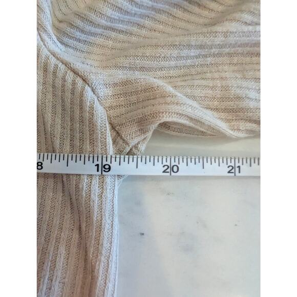 LOFT Ribbed Knit Cream Beige Button Cardigan V-Neck Cropped Stretchy Small S - Picture 5 of 6